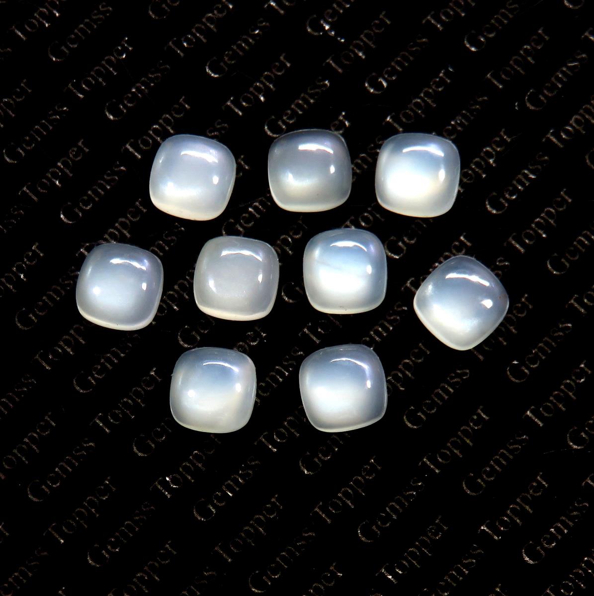 White Moonstone 10x10 mm Cushion Cabochon